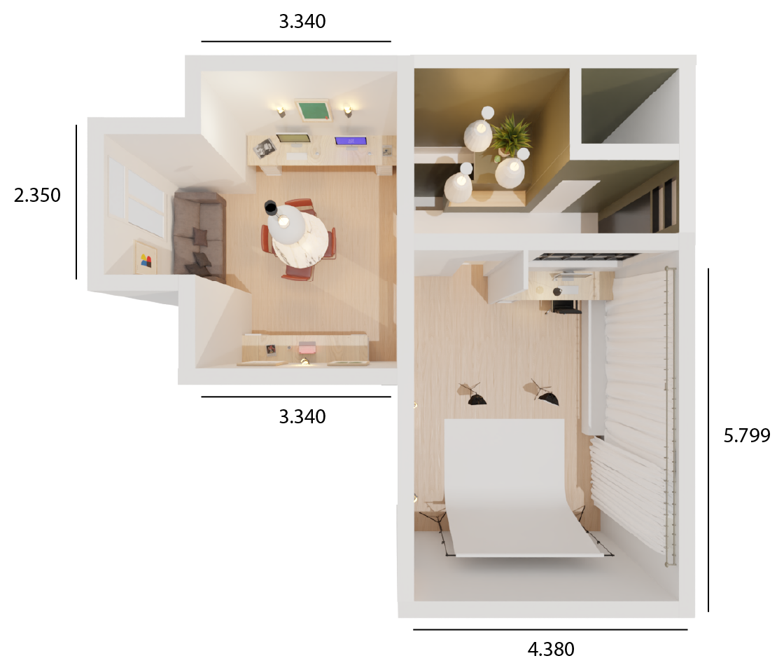 Plan du STUDIO 19/88 : plateau de shooting au rez-de-chaussée, espace bureau et détente, kitchenette et still life